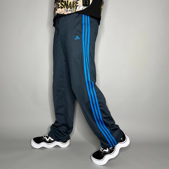 adidas Pants Vintage Adidas Sweatpants Dark Grey Blue 3 Stripes